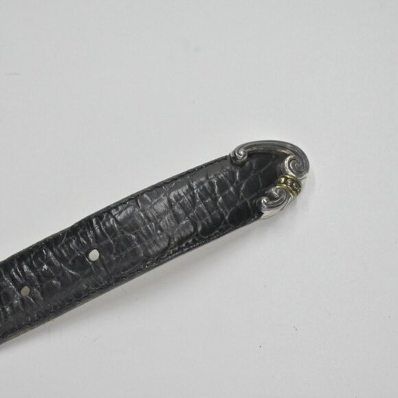 Vtg BRIGHTON Belt Womens Size L/34 Black Croc Embossed Leather Mix Metal Buckle - Picture 8 of 10